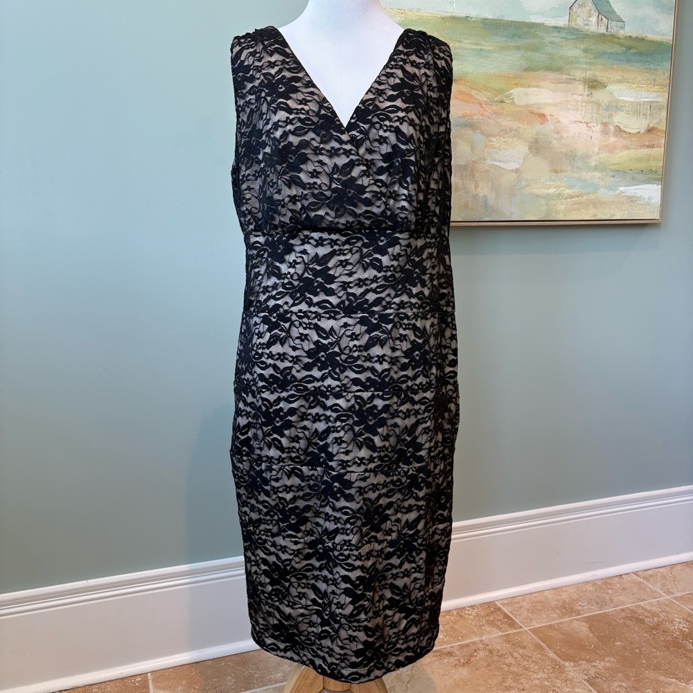 B. Smart Whimsigoth Lace Sheath Cocktail Midi Formal Tiered Dress Sz 14
